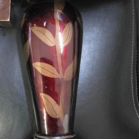 Set of 2 Glass Overlay Bronze Pillar Candle Holders - Picture 2 of 4